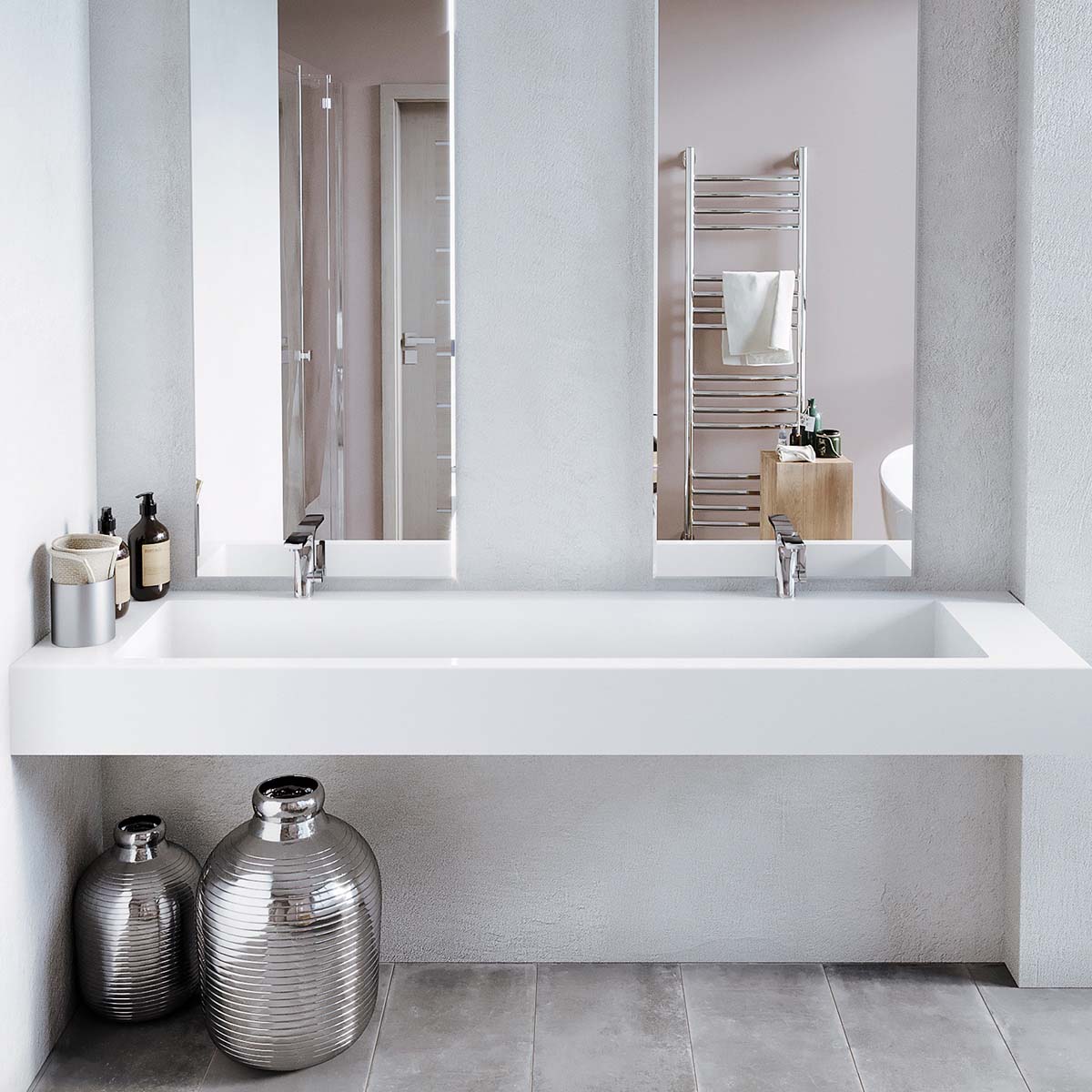 Badevask: Dobbel vask Corian® Delta
