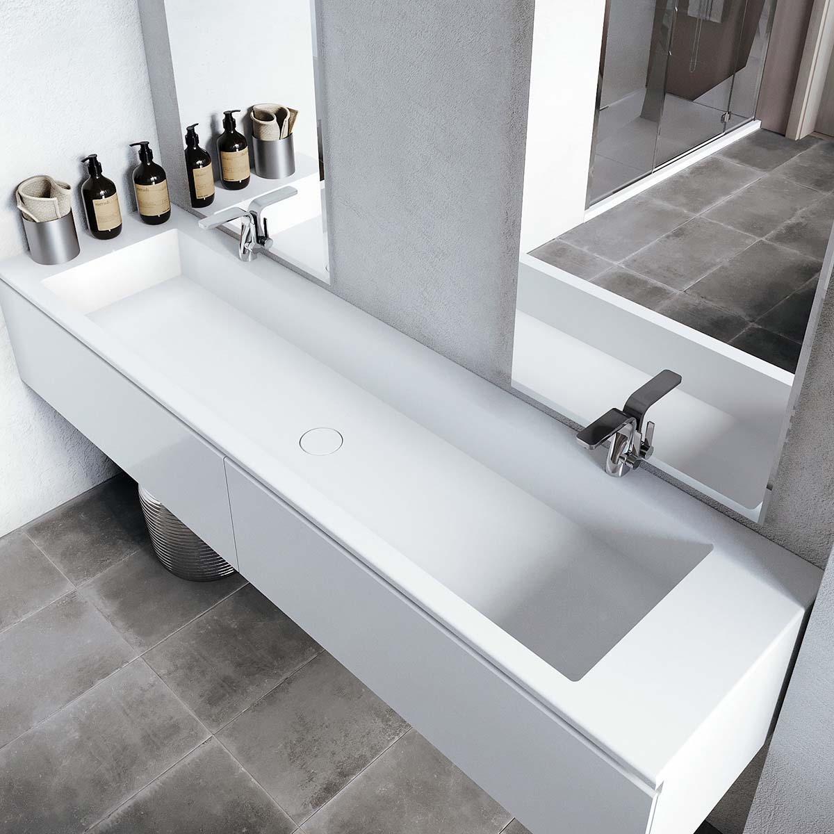 Badevask: Dobbel vask Corian® Delta