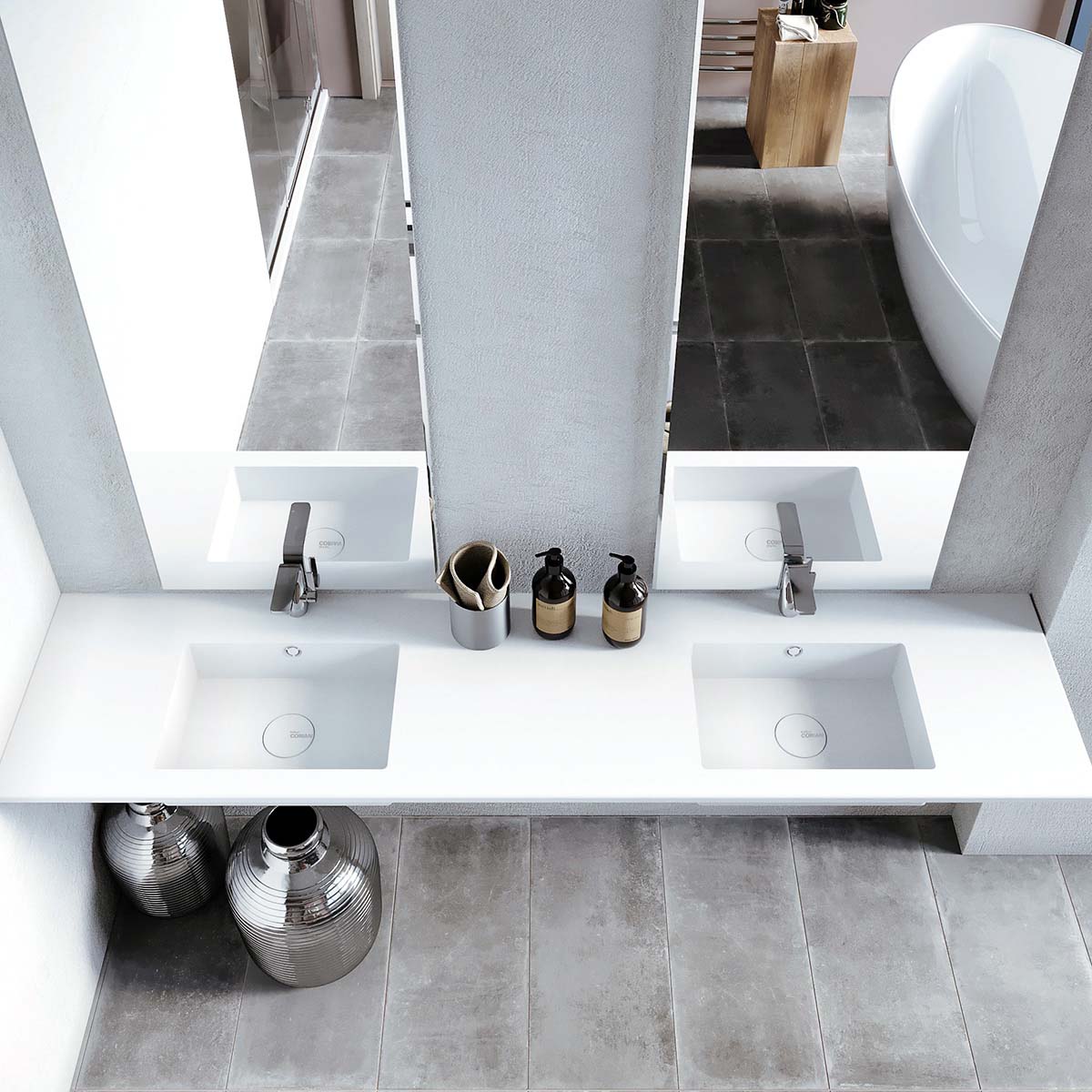 Badevask: Dobbel vask Corian® Quiet